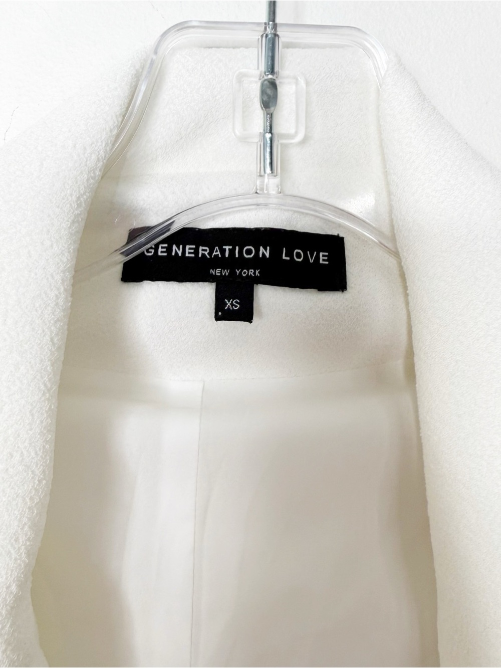 GENERATION LOVE White with Silver Hardware Textured Crepe Moto Jacket Sz. XS - Picture 3 of 4